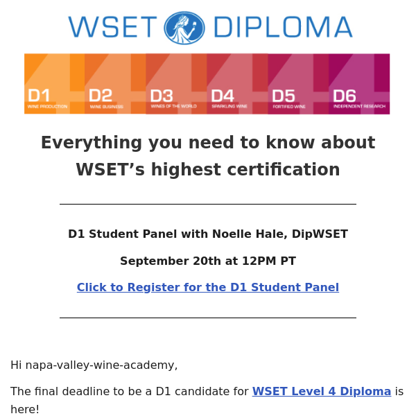 Last minute sign up ! WSET Diploma D1 Wine Production - Live Student Panel