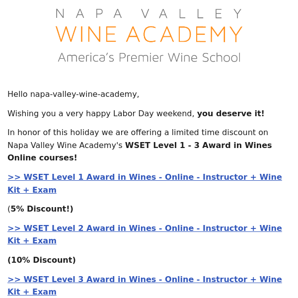 WSET Labor Day Sale : ) !    Sale Ends September 5th -  Level up with WSET Now!    Diploma D1 Registration open for Level 3 graduates!