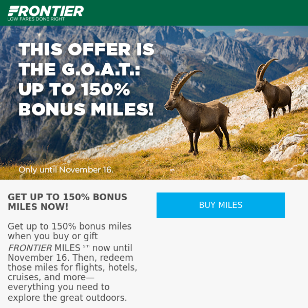 GOAT any travel plans? Go further with 150% bonus miles