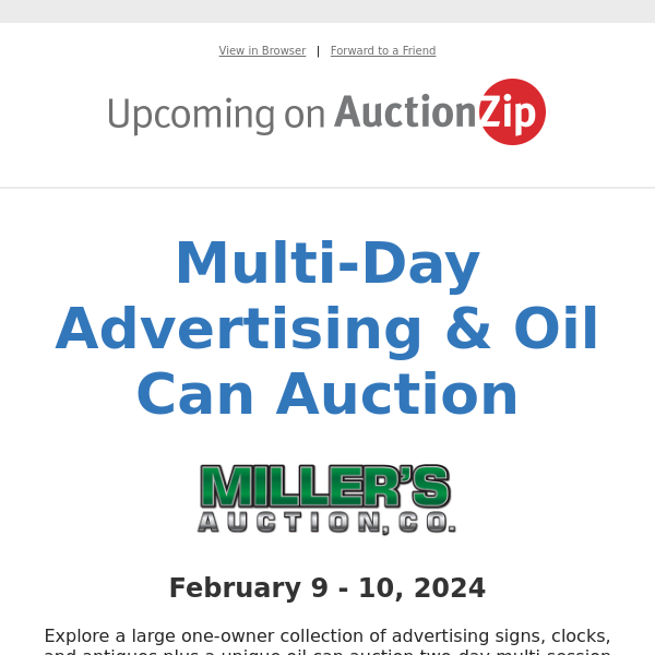 Multi-Day Advertising & Oil Can Auction
