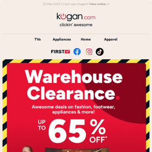 📦 Warehouse Clearance: Up to 65% OFF fashion, appliances, monitors & more*