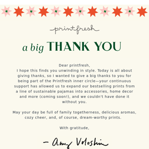 A BIG thank you from Amy Voloshin