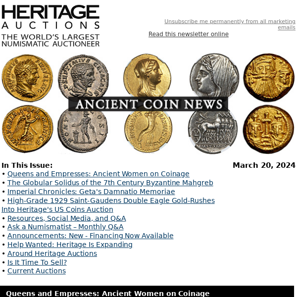 Ancient Coin News: Queens and Empresses: Ancient Women on Coinage