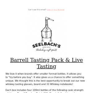 Barrell Bourbon Tasting Pack & Glasses - W/ Live tasting