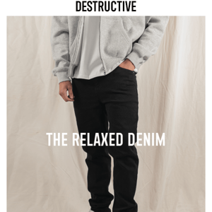 Heavy grade denim, relaxed fit, and Destructive hardware