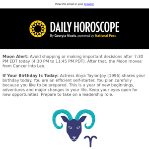 Your horoscope for April 26