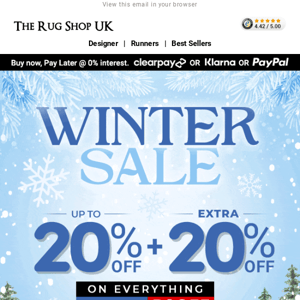 Melt the snow with XTRA 20% OFF Everything 🔥 - The Rug Shop