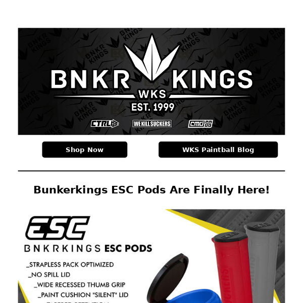 Bunkerkings ESC Pods Are Available Now In 4 Colors! 🔴🔵⚪⚫