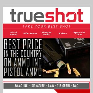 Lowest Price Nationwide on Ammo Inc. Pistol Ammo 🔫