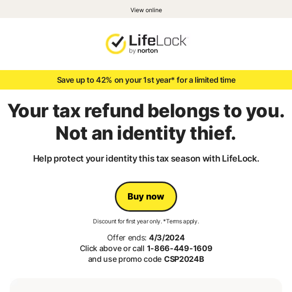 Save up to 42% on your 1st year of LifeLock