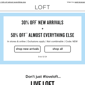 New arrivals are 30% off (!)