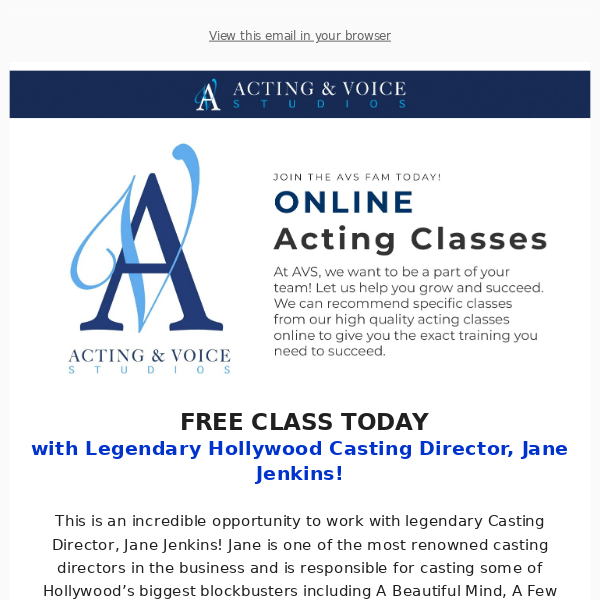 👋 Free Casting Director Workshop Today!