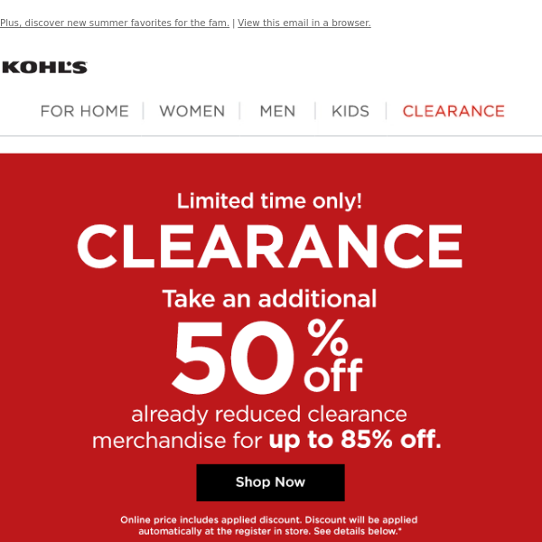 An extra 50% off clearance? Time to shop! 🕛 - Kohls
