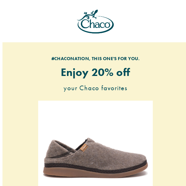 Get 20% off your on-sale Chaco picks!