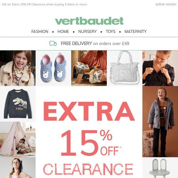 Email Exclusive | Extra 15% off Clearance when buying 3items or more!