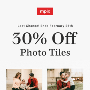 Final hours: 30% off Photo Tiles💫