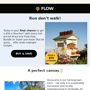 Flow Hive, final hours to get your BONUS $50 e-Voucher