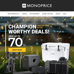 🏆 Champion Worthy Deals! Save up to 70%!