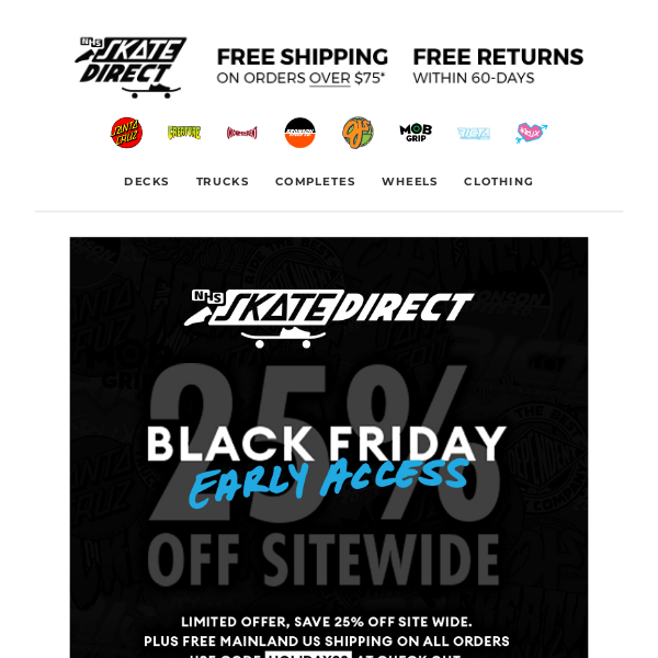 Black Friday - Early Access For Skate Direct Members 🚨