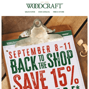 15% Off Back to the Shop Sale–Starts Today!*