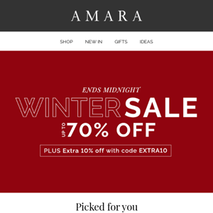 ENDS MIDNIGHT | Up to 70% OFF in our Winter Sale