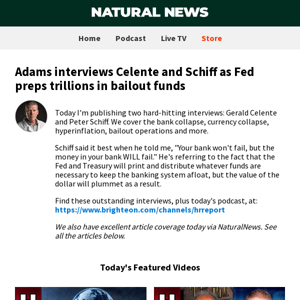 Adams interviews Celente and Schiff as Fed preps trillions in bailout funds