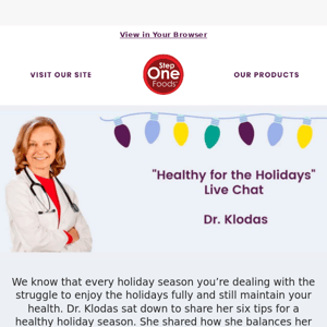 A Holiday Live Chat with Dr. Klodas