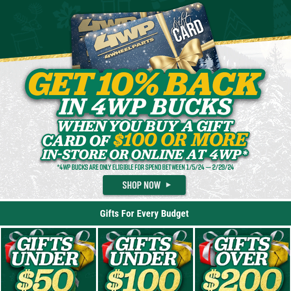 🎁 Last-Minute Dash! Get 10% Bonus 4WP Bucks with $100+ Gift Card Purchase! 🎉