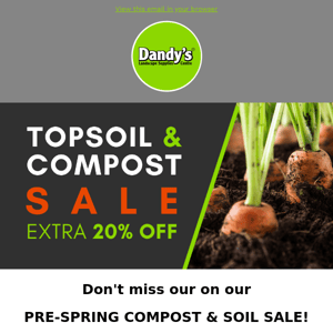 RE: Pre-Season Compost & Soil Sale Ends Soon!