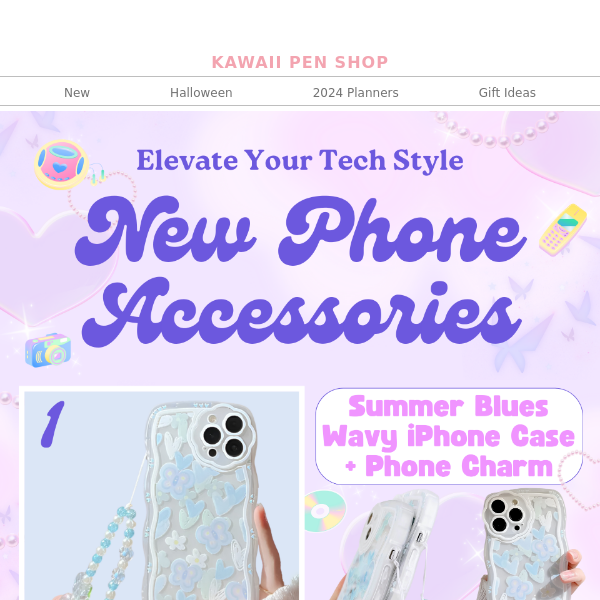 Summer Blues Wavy iPhone Case + Phone Charm