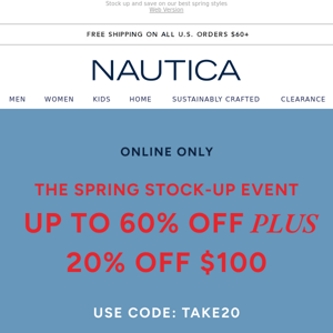 60% OFF + take 20% off $100