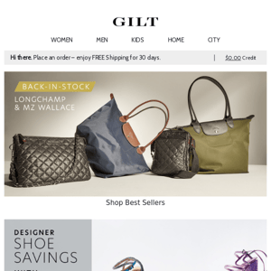 Longchamp & MZ Wallace: Back-in-Stock Best Sellers | 50% Off Styles: Designer Shoe Savings