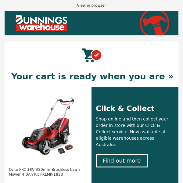 Bunnings, don't forget you still have items in your cart - Bunnings