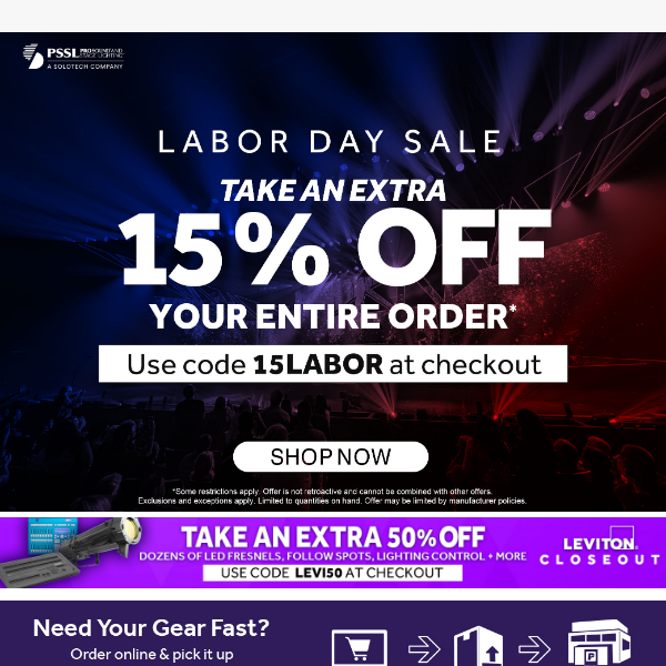 Enjoy Labor Day w/ 15% OFF your entire order