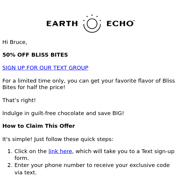 Get 50% Off Bliss Bites