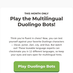 Duolingo brings 12 languages to Chess.com with multilingual bots