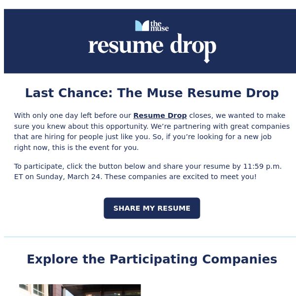 It’s Your Last Chance to Join The Muse Resume Drop