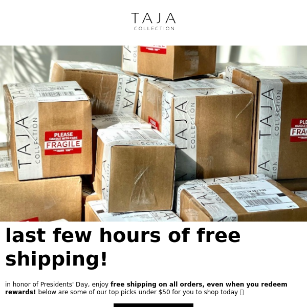 FREE SHIPPING ENDS SOON 💥