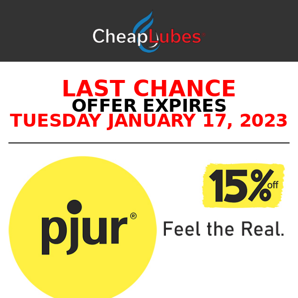 Last Chance to Get 15% Off Pjur or Free Savvy Shopper Shipping for any order over $30.  Ends January 17th. (AC)