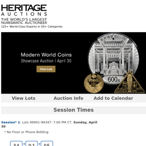 Bidding Now Open: April 30 Modern World Coins Auction