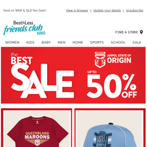 SALE - Up to 50% off Official State of Origin Fan Gear!