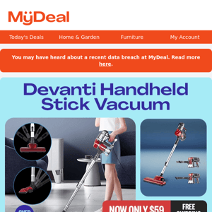 Hot Seller: Devanti Stick Vac for $59