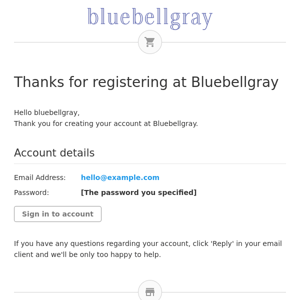 Thanks for registering at Bluebellgray