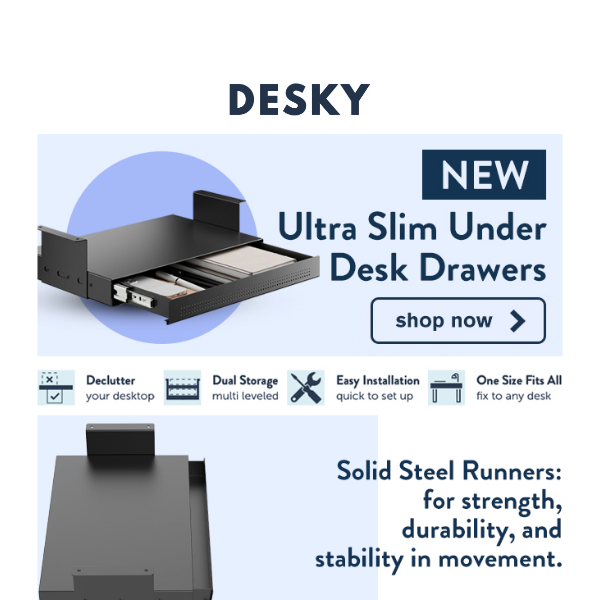 New Desky Ultra Slim Under Desk Drawers! - Desky
