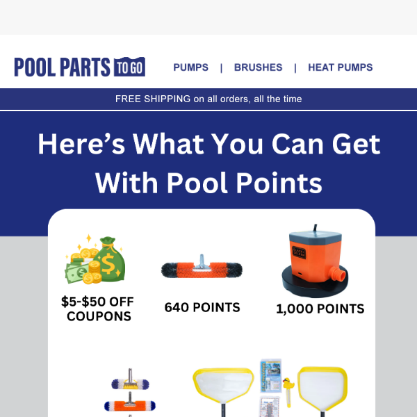 Pool Parts To Go, You Have Points to Spend! ✨