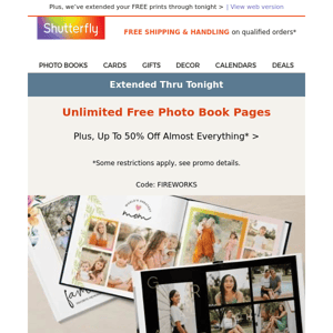 This offer for UNLIMITED free photo books pages is back!