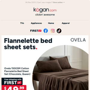 🛌 Warm & cosy Ovela flannelette bed sheet set $49.99 (SRP: $109.99)