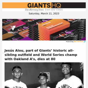 Jesús Alou, part of Giants’ historic all-sibling outfield and World Series champ with Oakland A’s, dies at 80