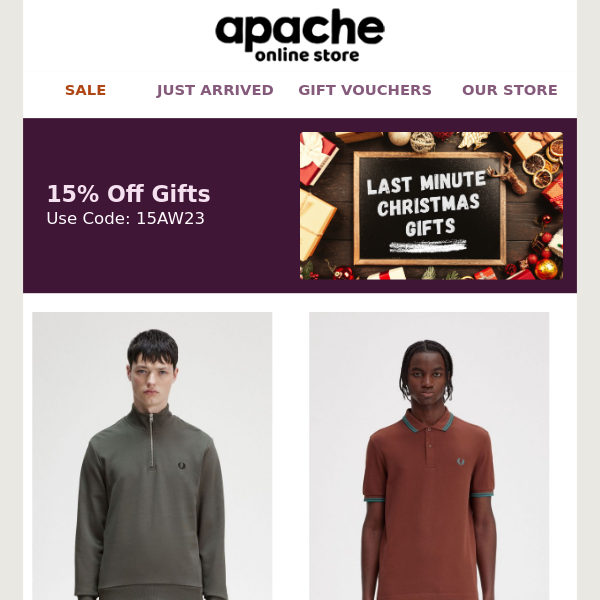 Apache 15% Off Last Minute Xmas Gifts