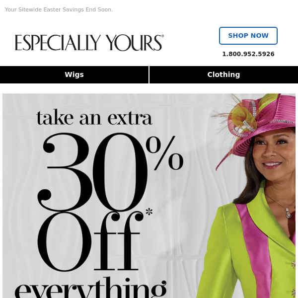 EXTRA 30% OFF – Time's Up!